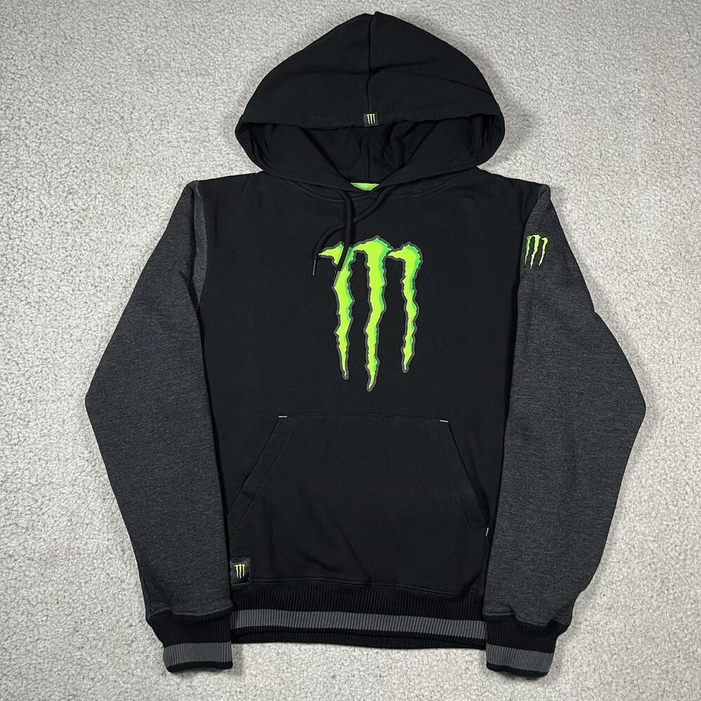 Monster Energy Hoodie Mens M Logo Pullover Y2K Grunge Official Sweatshirt Skater